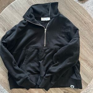 Ashco mama label 1/2 zip crop sweater
